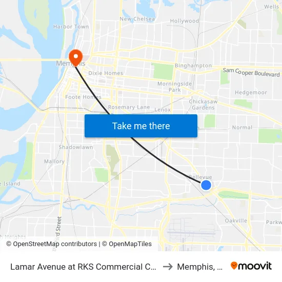 Lamar Avenue at RKS Commercial Cove to Memphis, TN map