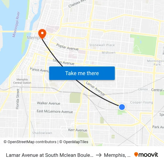 Lamar Avenue at South Mclean Boulevard to Memphis, TN map