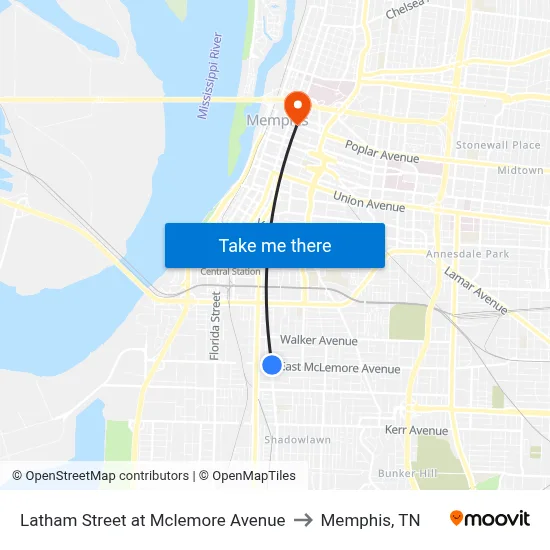 Latham Street at Mclemore Avenue to Memphis, TN map