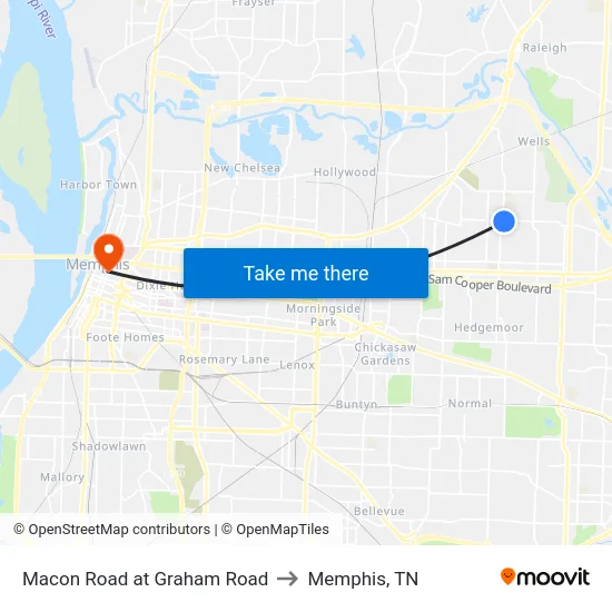 Macon Road at Graham Road to Memphis, TN map