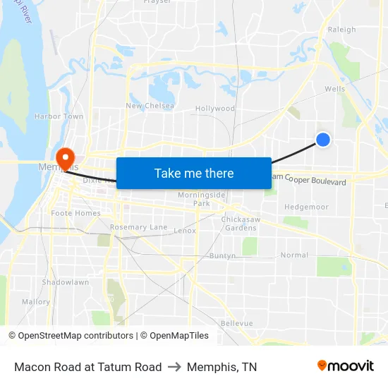 Macon Road at Tatum Road to Memphis, TN map
