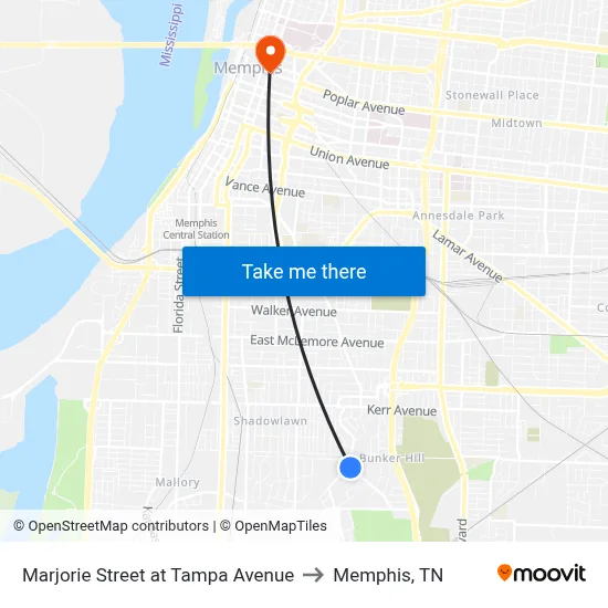 Marjorie Street at Tampa Avenue to Memphis, TN map