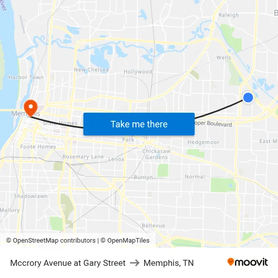 Mccrory Avenue at Gary Street to Memphis, TN map