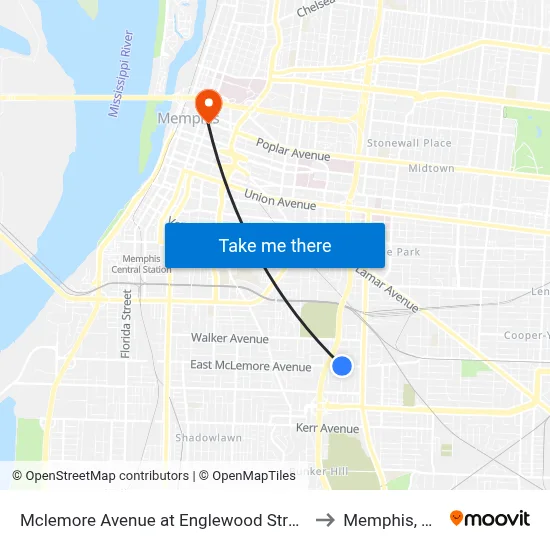 Mclemore Avenue at Englewood Street to Memphis, TN map