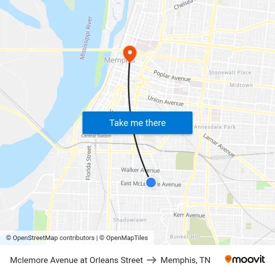 Mclemore Avenue at Orleans Street to Memphis, TN map