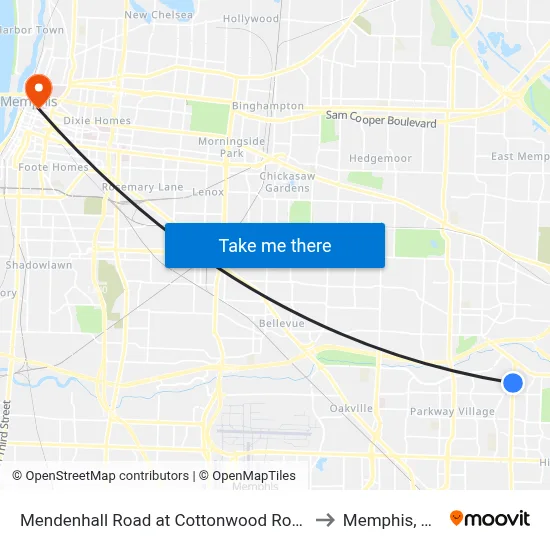 Mendenhall Road at Cottonwood Road to Memphis, TN map