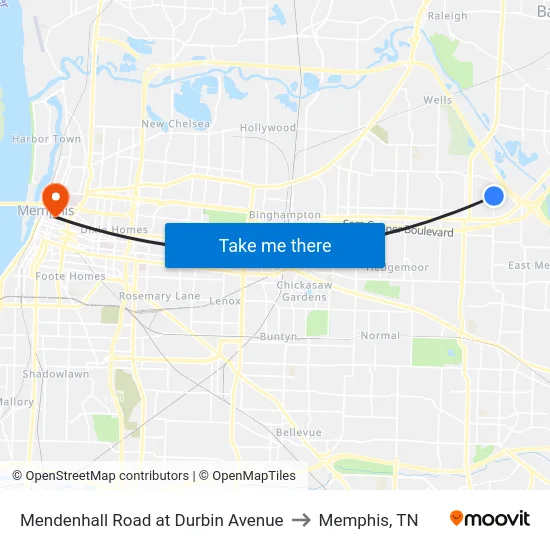 Mendenhall Road at Durbin Avenue to Memphis, TN map