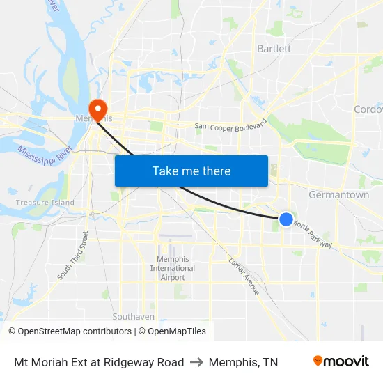 Mt Moriah Ext at Ridgeway Road to Memphis, TN map