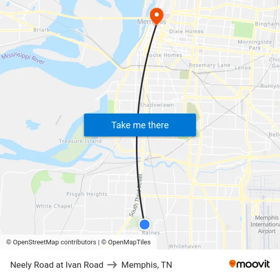 Neely Road at Ivan Road to Memphis, TN map