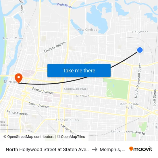 North Hollywood Street at Staten Avenue to Memphis, TN map