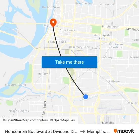 Nonconnah Boulevard at Dividend Drive to Memphis, TN map