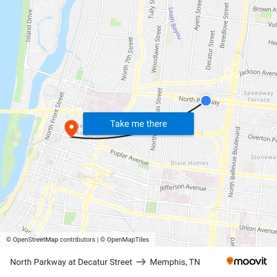 North Parkway at Decatur Street to Memphis, TN map