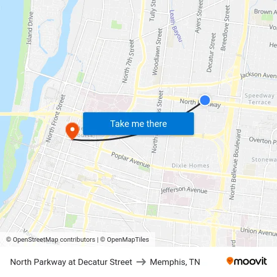 North Parkway at Decatur Street to Memphis, TN map