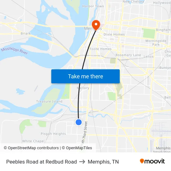 Peebles Road at Redbud Road to Memphis, TN map
