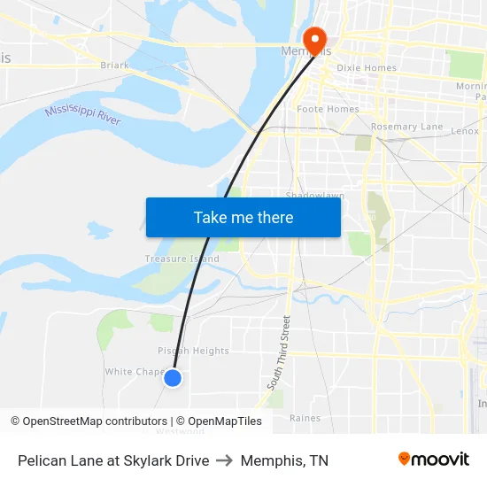 Pelican Lane at Skylark Drive to Memphis, TN map
