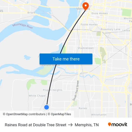 Raines Road at Double Tree Street to Memphis, TN map