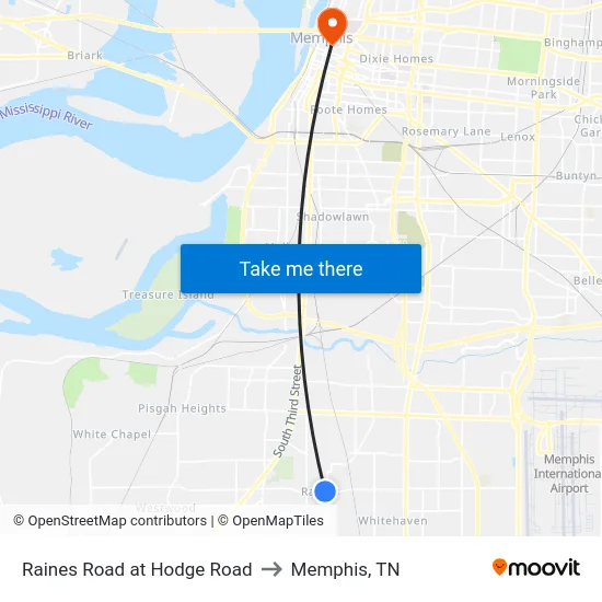 Raines Road at Hodge Road to Memphis, TN map