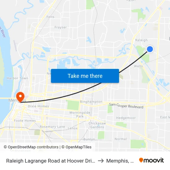 Raleigh Lagrange Road at Hoover Drive to Memphis, TN map