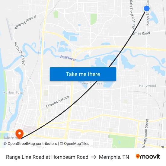 Range Line Road at Hornbeam Road to Memphis, TN map