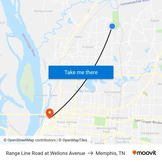 Range Line Road at Wellons Avenue to Memphis, TN map