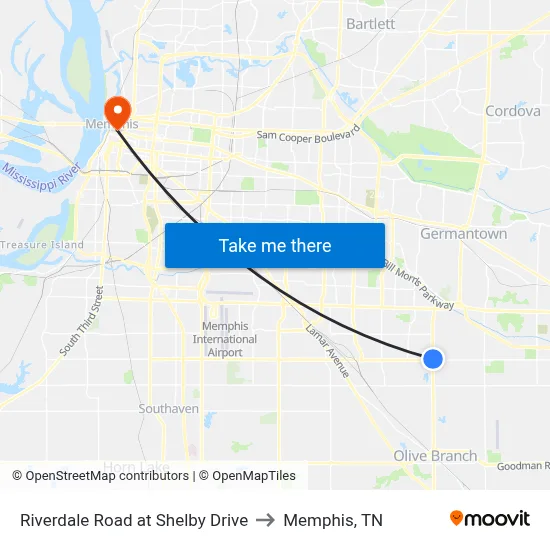 Riverdale Road at Shelby Drive to Memphis, TN map