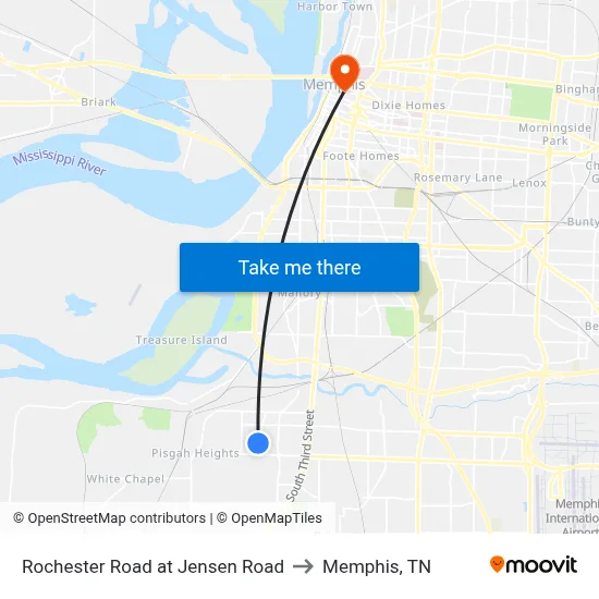 Rochester Road at Jensen Road to Memphis, TN map