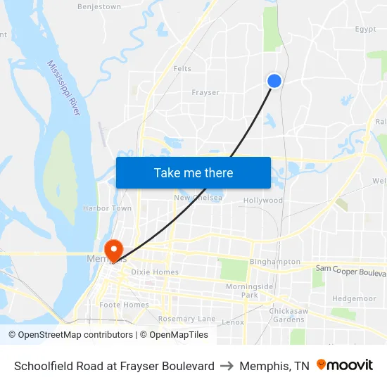 Schoolfield Road at Frayser Boulevard to Memphis, TN map