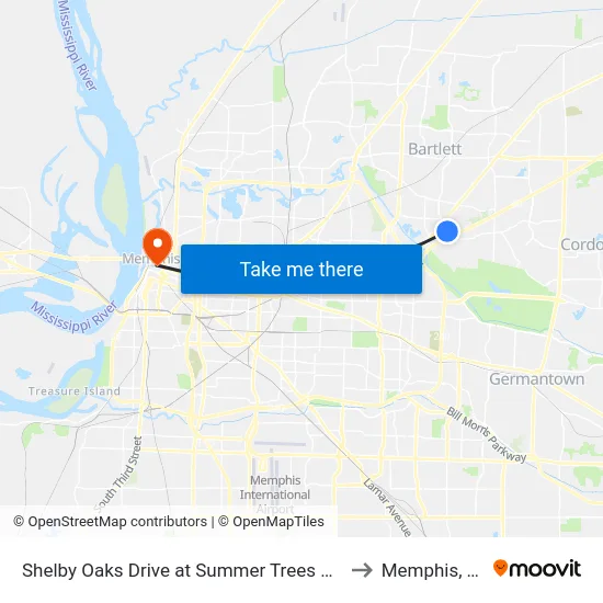 Shelby Oaks Drive at Summer Trees Drive to Memphis, TN map