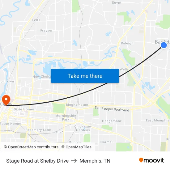 Stage Road at Shelby Drive to Memphis, TN map