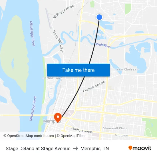 Stage Delano at Stage Avenue to Memphis, TN map