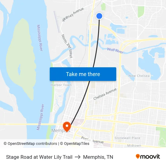 Stage Road at Water Lily Trail to Memphis, TN map