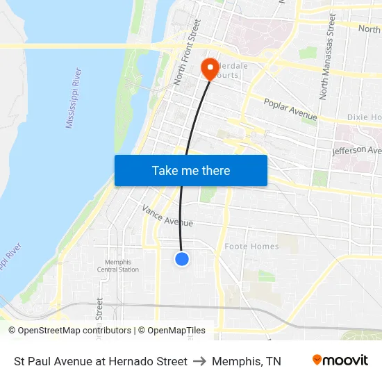 St Paul Avenue at Hernado Street to Memphis, TN map