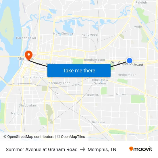 Summer Avenue at Graham Road to Memphis, TN map