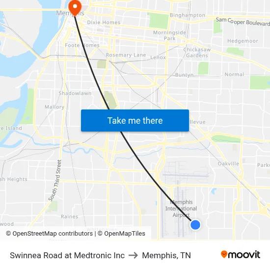 Swinnea Road at Medtronic Inc to Memphis, TN map