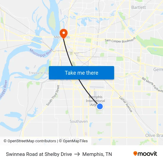 Swinnea Road at Shelby Drive to Memphis, TN map