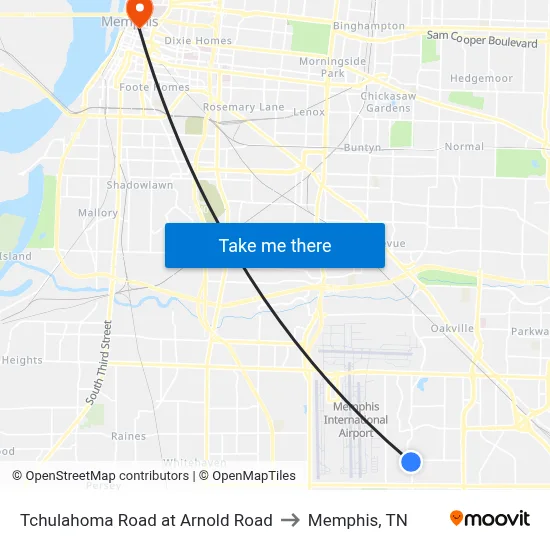 Tchulahoma Road at Arnold Road to Memphis, TN map