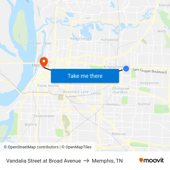 Vandalia Street at Broad Avenue to Memphis, TN map