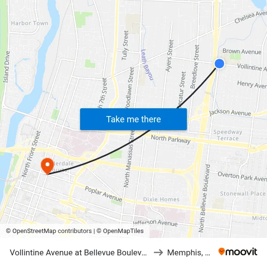 Vollintine Avenue at Bellevue Boulevard to Memphis, TN map
