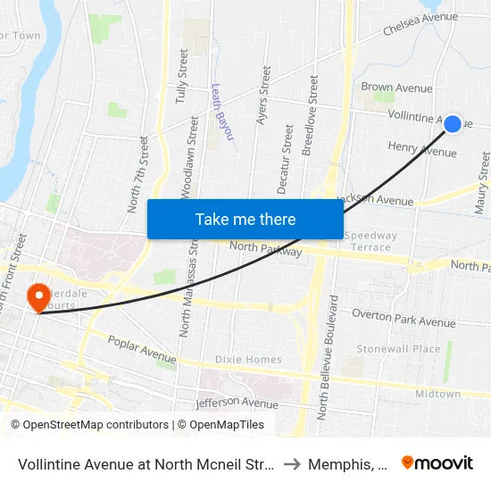 Vollintine Avenue at North Mcneil Street to Memphis, TN map