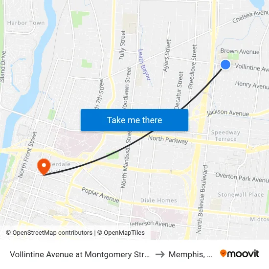 Vollintine Avenue at Montgomery Street to Memphis, TN map