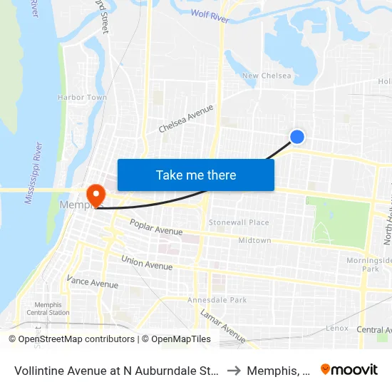 Vollintine Avenue at N Auburndale Street to Memphis, TN map