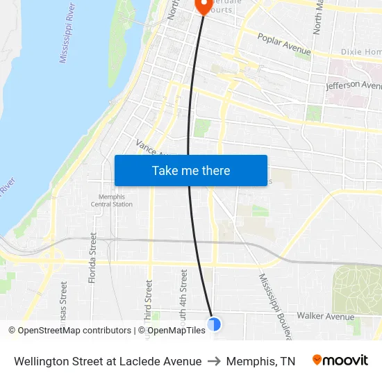 Wellington Street at Laclede Avenue to Memphis, TN map