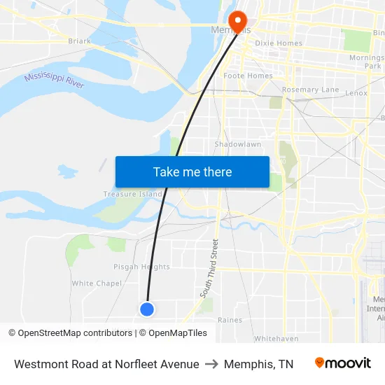 Westmont Road at Norfleet Avenue to Memphis, TN map