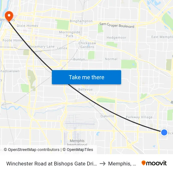 Winchester Road at Bishops Gate Drive to Memphis, TN map