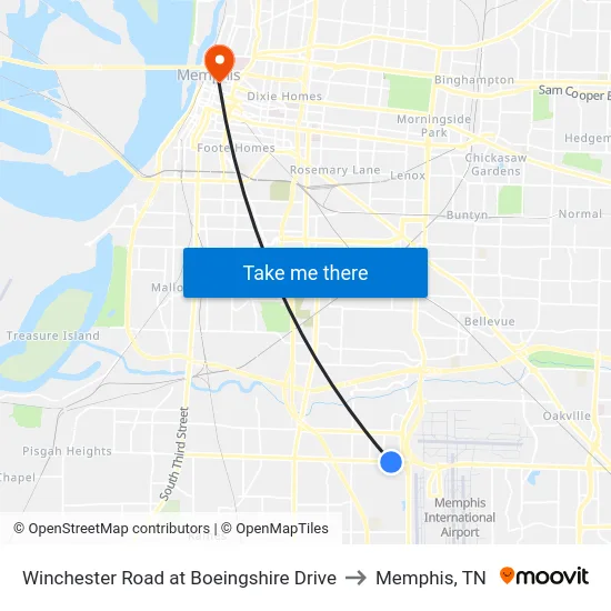 Winchester Road at Boeingshire Drive to Memphis, TN map