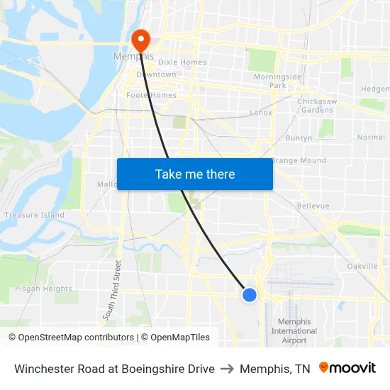 Winchester Road at Boeingshire Drive to Memphis, TN map