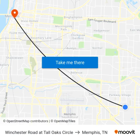 Winchester Road at Tall Oaks Circle to Memphis, TN map