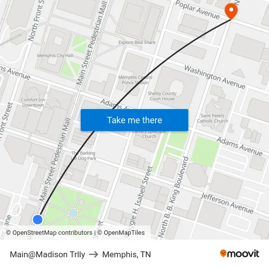 Main@Madison Trlly to Memphis, TN map