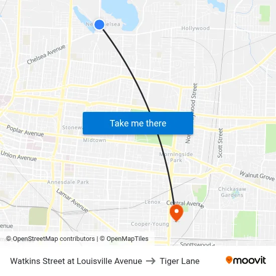 Watkins Street at Louisville Avenue to Tiger Lane map