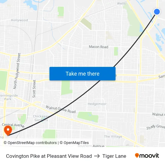 Covington Pike at Pleasant View Road to Tiger Lane map